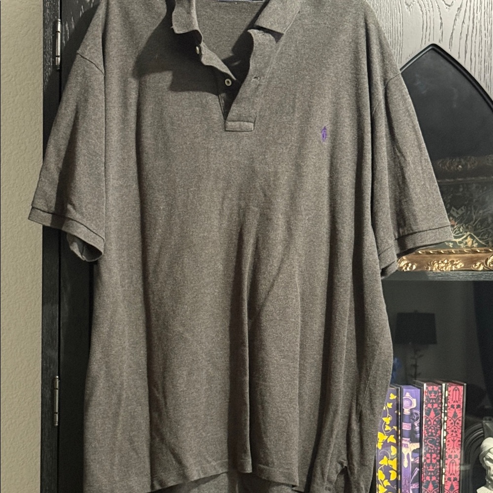 Polo by Ralph Lauren Heather Gray Polo with Purple Pony